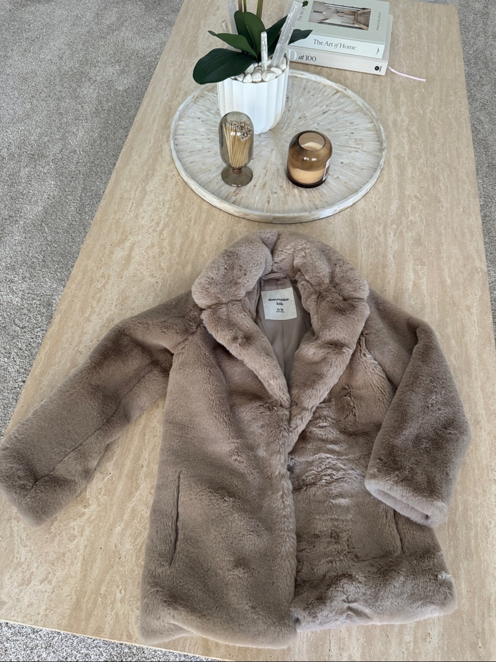 abercrombie kids Taupe Plush Teddy Jacket